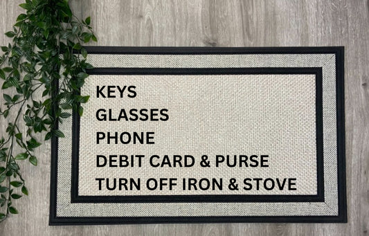 Keys Glasses Phone Debit Card Sublimated Doormat