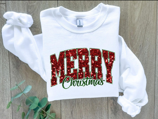 Merry Christmas Faux Sequined Shirts