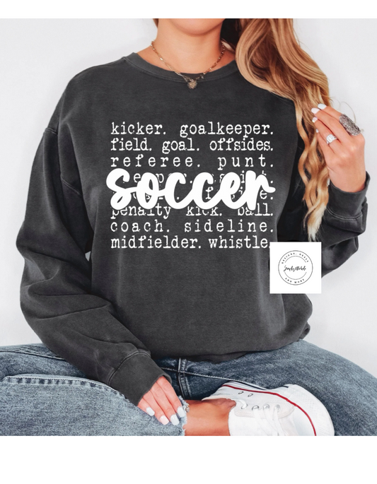 Soccer Word Crew Neck Sweatshirt